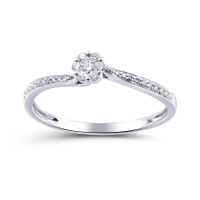 750er Gold Verlobungsring 4er Krappen ca. 0,14ct. Diamant Gr