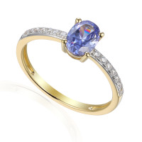 585er Gelbgold Damenring mit synth. Tans gallery