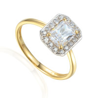 585er Gelbgold Damenring Solitair mit Zi gallery