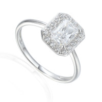 585er Weissgold Damenring Solitair mit Z gallery