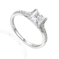 585er Weissgold Damenring Solitair mit Z gallery