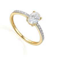 585er Gelbgold Damenring Solitair mit Zi gallery