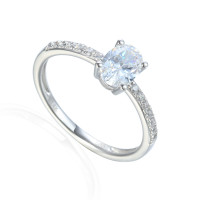 585er Weissgold Damenring Solitair mit Z gallery