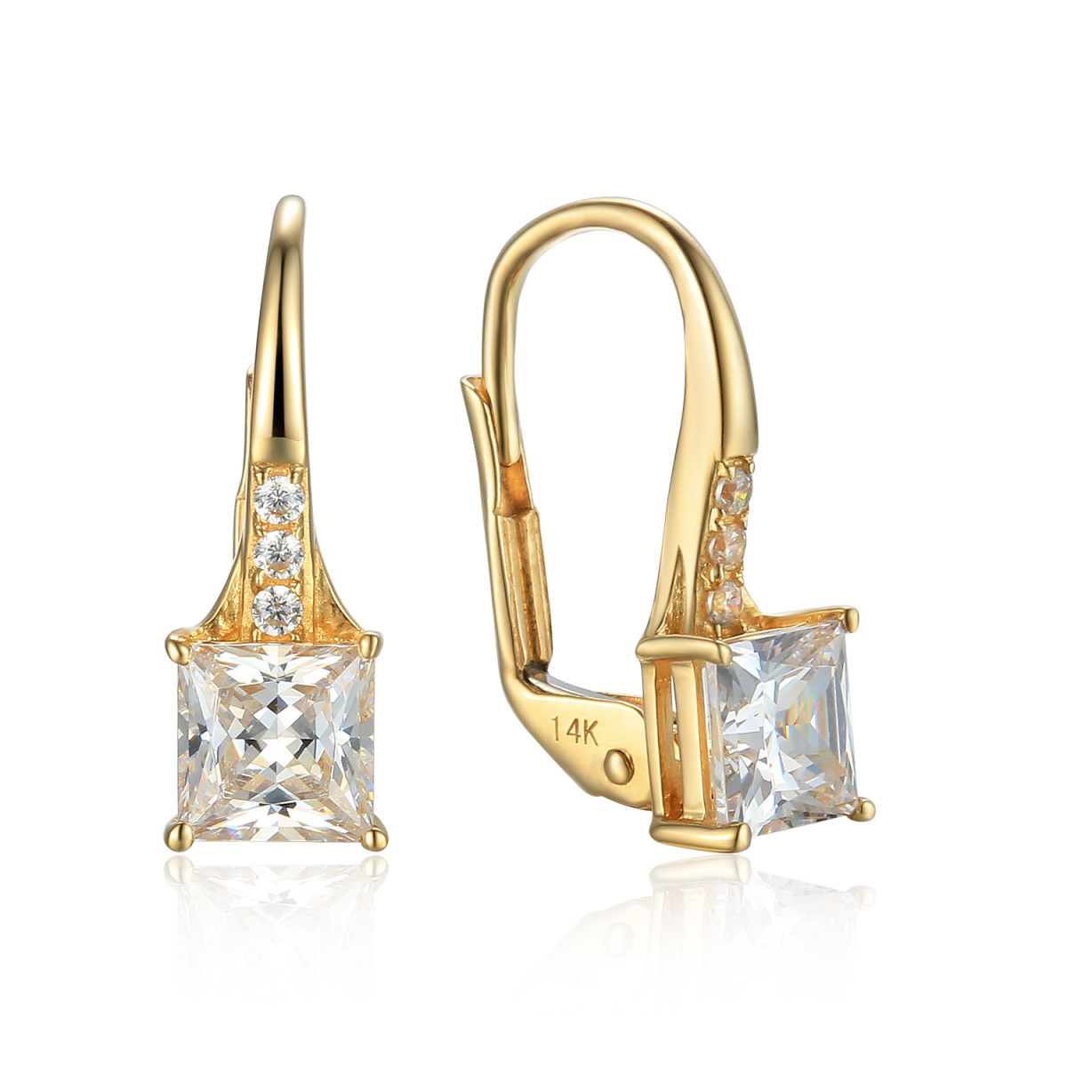 585er Gelbgold Ohrhänger mit Zirkonia Squareschliff...