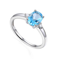 585er Weißgold Damenring Solitaire gallery