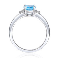 585er Weißgold Damenring Solitaire mit Blautopas 1,41c
