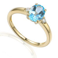 585er Gelbgold Damenring Solitaire mit B gallery