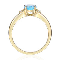585er Gelbgold Damenring Solitaire mit Blautopas 1,41ct. und