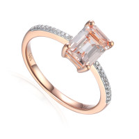 585er Rotgold Damenring mit Morganit 1,2 gallery