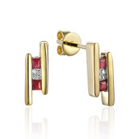 585er Gelbgold Set mit Collier Ring und Ohrstecker Rubin und