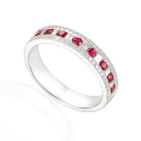 585er Weissgold Damenring mit Rubin 0,31 gallery