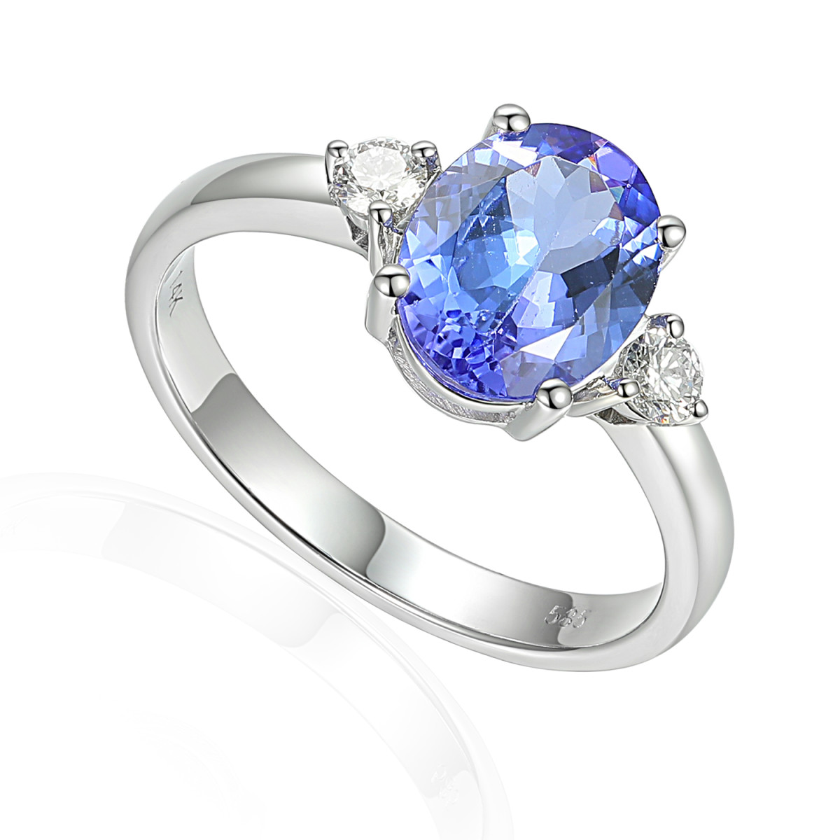 585er Weißgold Damenring mit Tansanit 1,69ct. und...