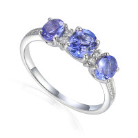 585er Weißgold Damenring mit Tansa gallery