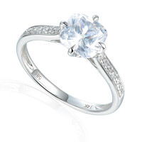 585er Weissgold Damenring Solitair mit Z gallery