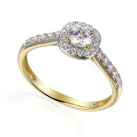 585er Gelbgold Damenring Solitair mit Zi gallery