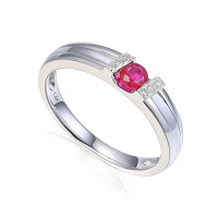 585er Weissgold Spannring mit Rubin 0,25 gallery