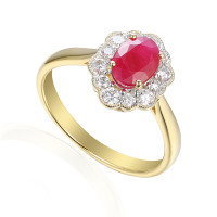 585er Gold Damenring Blütenform mit gallery