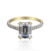 585er Gelbgold Damenring Solitair mit Zirkonia Octagonschlif
