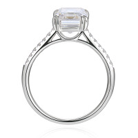 585er Weißgold Damenring Solitair mit Zirkonia Octagon