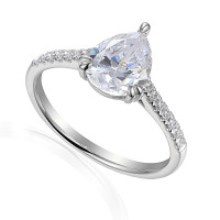 585er Weißgold Damenring Solitair  gallery