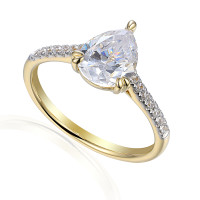 585er Gelbgold Damenring Solitair mit Zi gallery