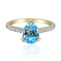 585er Gelbgold Damenring mit Bla gallery 10_2nd