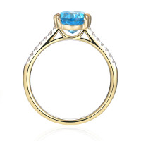 585er Gelbgold Damenring mit Blautopas Tropfenschliff 2,24ct