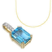 585er Gelbgold Anhänger mit Blautop gallery