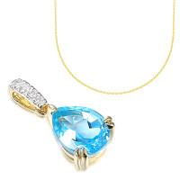 585er Gelbgold Anhänger mit Blautop gallery