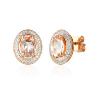 585er Rotgold Ohrstecker Morganit Krappenfassung - 1,11ct./5