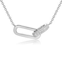 585er Weißgold Collierkette mit Di gallery