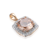 585er Rotgold Anhänger mit Morganit gallery