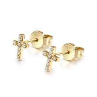 585er Gelbgold Ohrstecker Kreuz mit Diam gallery