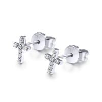 585er Weißgold Ohrstecker Kreuz mi gallery