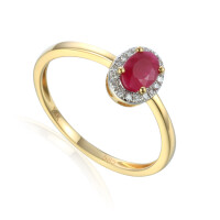 585er Gold Damenring mit oval. Rubin 0,5 gallery