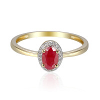 585er Gold Damenring mit oval. Rubin 0,52ct. und Diamanten 0