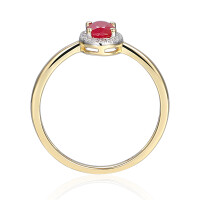 585er Gold Damenring mit oval. Rubin 0,52ct. und Diamanten 0
