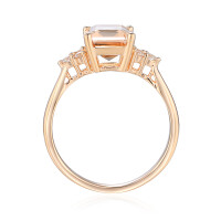 585er Rotgold Damenring mit Morganit 2,25ct. und Diamanten 0