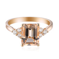 585er Rotgold Damenring mit Morganit 2,25ct. und Diamanten 0