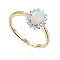 585er Gelbgold Damenring mit Opal 0,43ct gallery