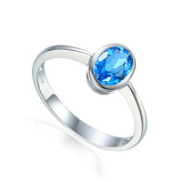 585er Weißgold Damenring mit Blaut gallery