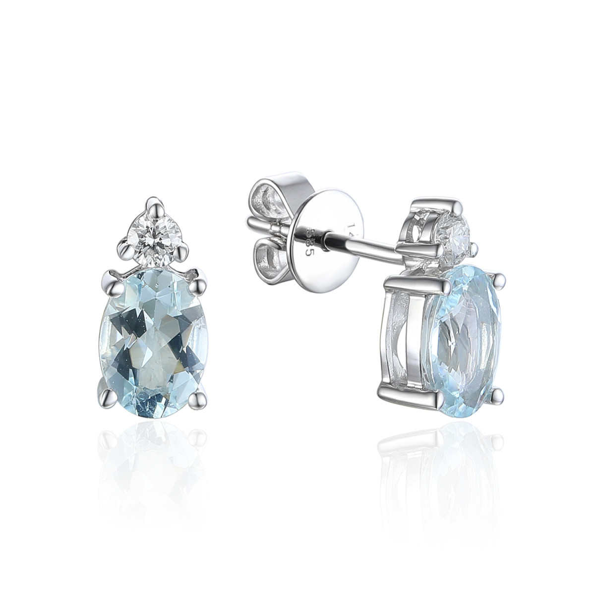 585er Weissgold Ohrstecker Aquamarin ca. 1,31ct. und...