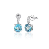 585er Weissgold Ohrstecker Aquamarin ca. 1,55ct. und Diamant