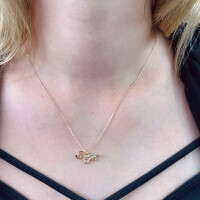 585er Gold Collierkette mit Hund (Dackel) Anhänger Zirk