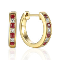 585er Gelbgold Creolen 8 x Rubin 0,23ct. gallery