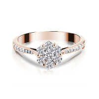 750er Rotgold Verlobungsring 6er Krappe  gallery