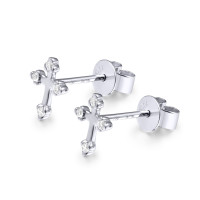 585er Weißgold Ohrstecker Kreuz mi gallery