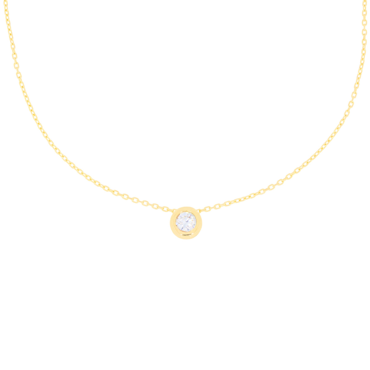 585er Gelbgold Collierkette Solitaire mit Zirk....