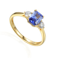 585er Gelbgold Damenring mit synth. Tans gallery