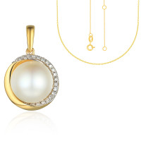 585er Gelbgold Anhänger mit SW-Perl gallery